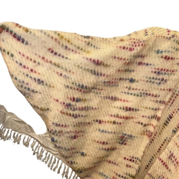 anne lord SPECTACULAR vintage mohair cream multi spec marl cape sweater XL - Picture 3 of 5